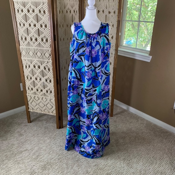 Vintage Hilo Hattie Hawaiian Dress Caftan Mumu Cover Up Large - Picture 2 of 10